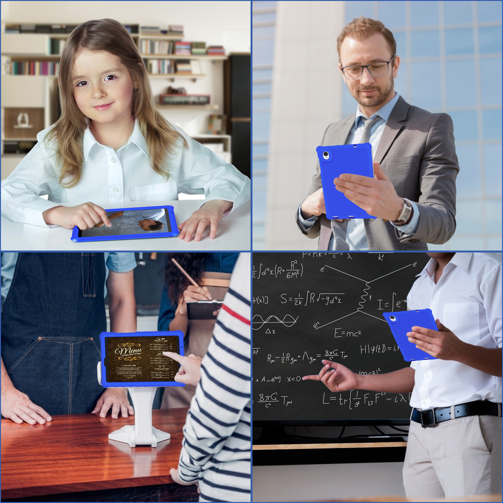 MingShore Universal For Lenovo Tab M8 HD,Smart Tab M8,Tab M8 FHD,Tab M8 3rd Gen 8.0 Inch Tablet Silicone Rubber Rear Bumper Kids Friendly Washable Durable Rugged Case Blue 7